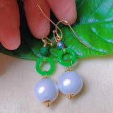 Shell Pearl Jadeite 18k Earrings