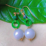 Shell Pearl Jadeite 18k Earrings