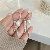 Baroque Freshwater Pearl Crystal Tassels Stud Earrings