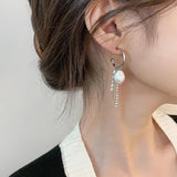 Baroque Freshwater Pearl Crystal Tassels Stud Earrings