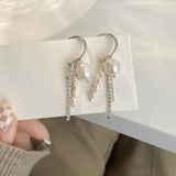 Baroque Freshwater Pearl Crystal Tassels Stud Earrings