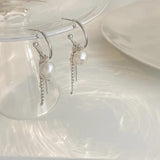 Baroque Freshwater Pearl Crystal Tassels Stud Earrings