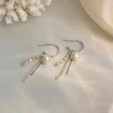Baroque Freshwater Pearl Crystal Tassels Stud Earrings