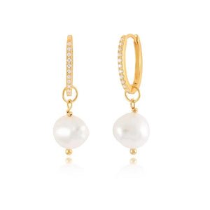 925 Silver Drop Earrings Pearl Pendant Piercing Huggie Earings