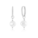 925 Silver Drop Earrings Pearl Pendant Piercing Huggie Earings