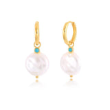 925 Silver Drop Earrings Pearl Pendant Piercing Huggie Earings