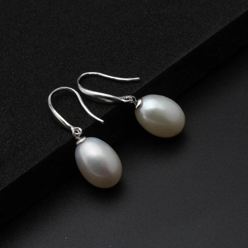 Water Drop Freshwater Pearl 925 Silver Earrings