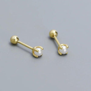 Mini Pearl Sterling Silver Stud Earrings for Girl