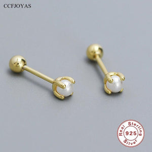 Mini Pearl Sterling Silver Stud Earrings for Girl