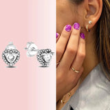 925 Silver Sparkling Love Heart Earrings