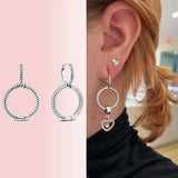 925 Silver Sparkling Love Heart Earrings