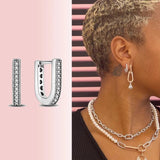 925 Silver Sparkling Love Heart Earrings