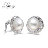 Freshwater Pearl Earrings 925 Silver Jewelry Drop