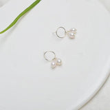 Natural Freshwater Pearl Earrings 925 Sterling Silver Women Wedding Gift