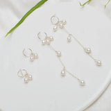 Natural Freshwater Pearl Earrings 925 Sterling Silver Women Wedding Gift