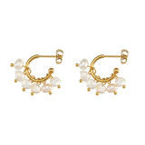 Freshwater Pearl Hoop Earrings 18K Plated Stainless Steel Mini Pearl Earring