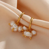 Freshwater Pearl Hoop Earrings 18K Plated Stainless Steel Mini Pearl Earring