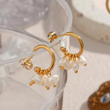 Freshwater Pearl Hoop Earrings 18K Plated Stainless Steel Mini Pearl Earring