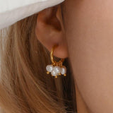 Freshwater Pearl Hoop Earrings 18K Plated Stainless Steel Mini Pearl Earring