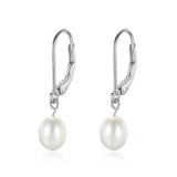 925 Sterling Silver Pearl Hoop Earrings For Women Wedding Gift