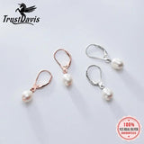 925 Sterling Silver Pearl Hoop Earrings For Women Wedding Gift