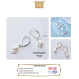 925 Sterling Silver Pearl Hoop Earrings For Women Wedding Gift