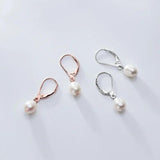 925 Sterling Silver Pearl Hoop Earrings For Women Wedding Gift