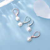 925 Sterling Silver Pearl Hoop Earrings For Women Wedding Gift