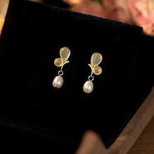 925 Silver Butterfly Pearl Stud Earrings for Women