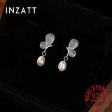 925 Silver Butterfly Pearl Stud Earrings for Women