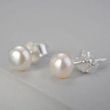 Vintage 925 Sterling Silver Natural Pearls Stud Earrings Women Fine Jewelry