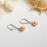 925 Silver Zircon Drop Earrings Freshwater Cultured Pearl Dangle Earrings