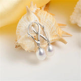 925 Silver Zircon Drop Earrings Freshwater Cultured Pearl Dangle Earrings
