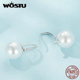 925 Silver Shell Pearl Hoop Earrings Women Drop Earring Party Accessories