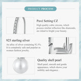 925 Silver Shell Pearl Hoop Earrings Women Drop Earring Party Accessories