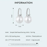925 Silver Shell Pearl Hoop Earrings Women Drop Earring Party Accessories
