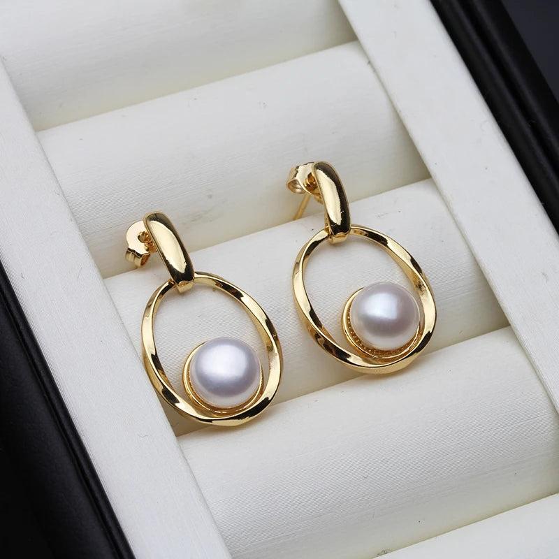 Sterling Silver Natural Pearl Earrings For Women