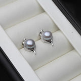 Freshwater Pearl Stud Earrings 925 Silver Women's Jewelry Gift