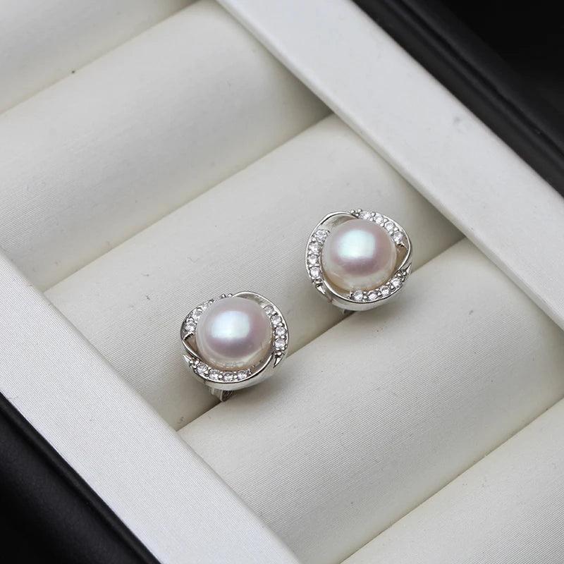 Natural Freshwater Pearl Earrings 925 Silver Stud Earring Anniversary Gift