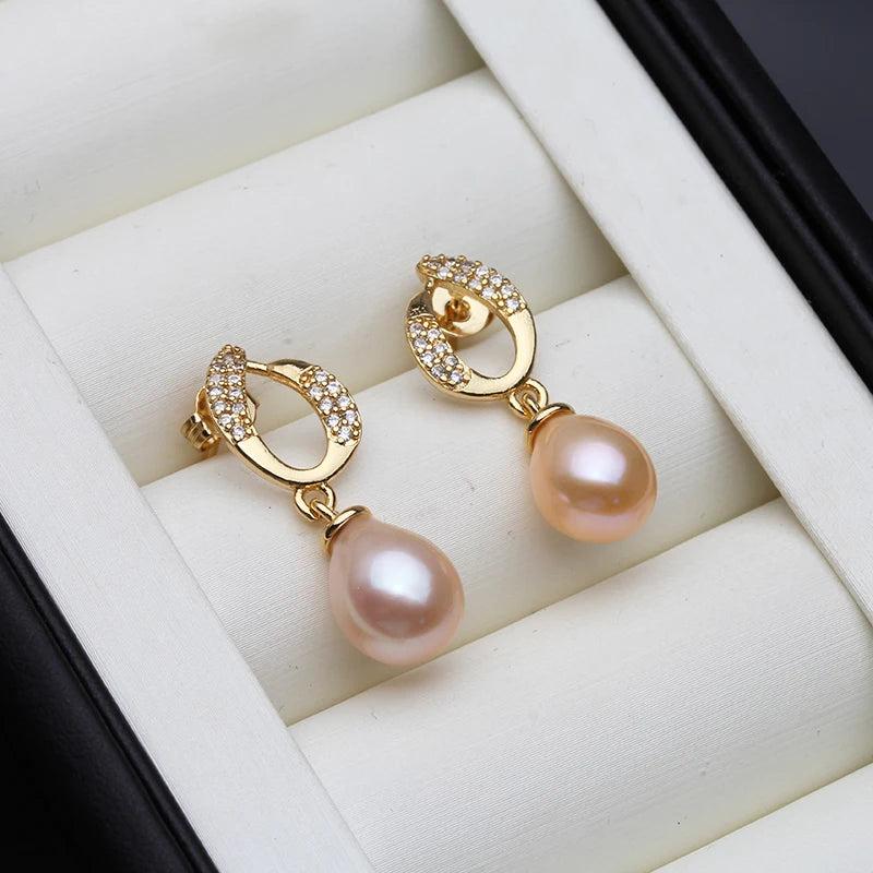 Natural Freshwater Pearl Earrings, Gold Plated Anniversary Gift