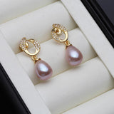 Natural Freshwater Pearl Earrings, Gold Plated Anniversary Gift
