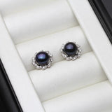 Freshwater Pearl Stud Earrings, 925 Silver for Women