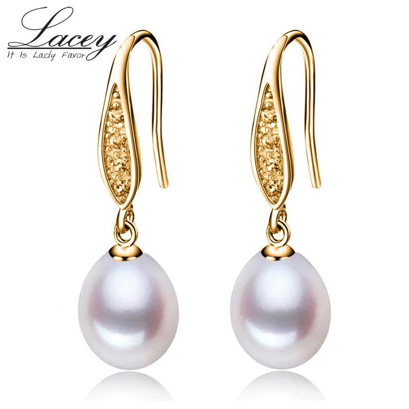 Real Plated Natural Pearl Earring 925 Silver Fine Jewelry Gift