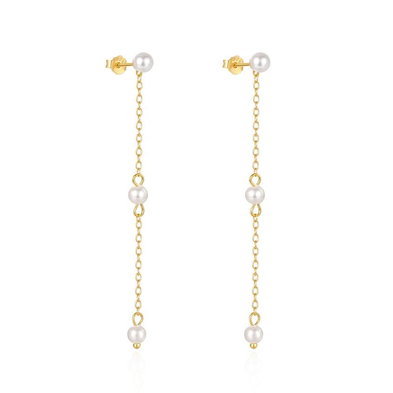 925 Silver Tassel Pearl Drop Earrings Gift Bijoux Jewelry