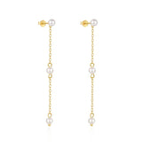 925 Silver Tassel Pearl Drop Earrings Gift Bijoux Jewelry