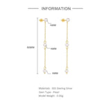 925 Silver Tassel Pearl Drop Earrings Gift Bijoux Jewelry