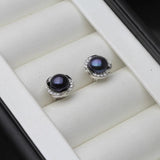 Vintage Flower 925 Silver Stud Earrings, Freshwater Pearl Women's Jewelry