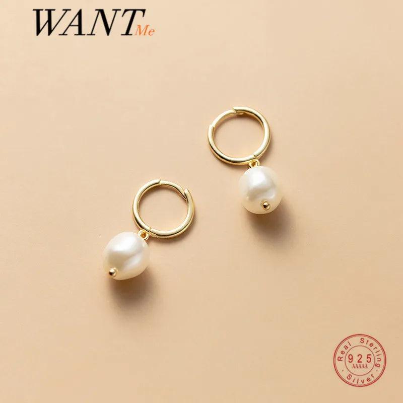 925 Silver Baroque Pearl Hugging Earrings for Women