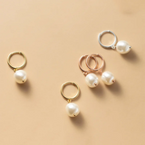 925 Silver Baroque Pearl Hugging Earrings for Women