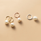 925 Silver Baroque Pearl Hugging Earrings for Women
